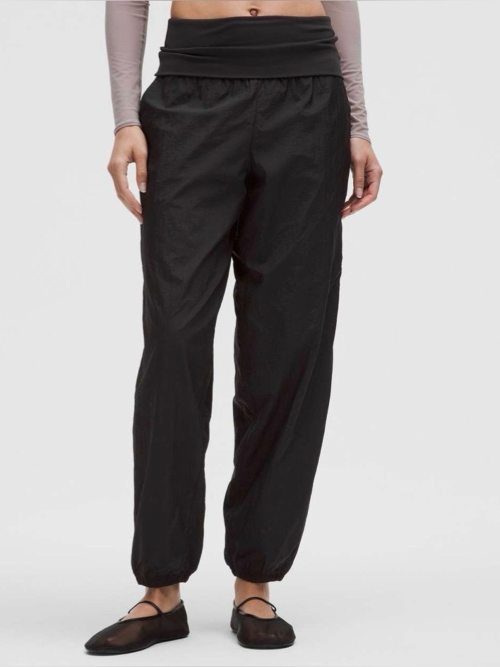 lululemon athletica Black Fold-Over Waist Track Joggers